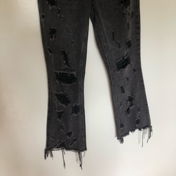 Denim x Alexander Wang Grind Jeans Distressed Destroyed Raw Hem Black 25 - Picture 2 of 7